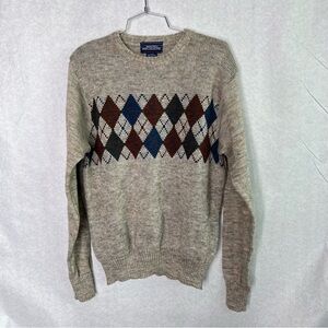 Vintage 80s wool blend Mervyns sweater argyle size Xl